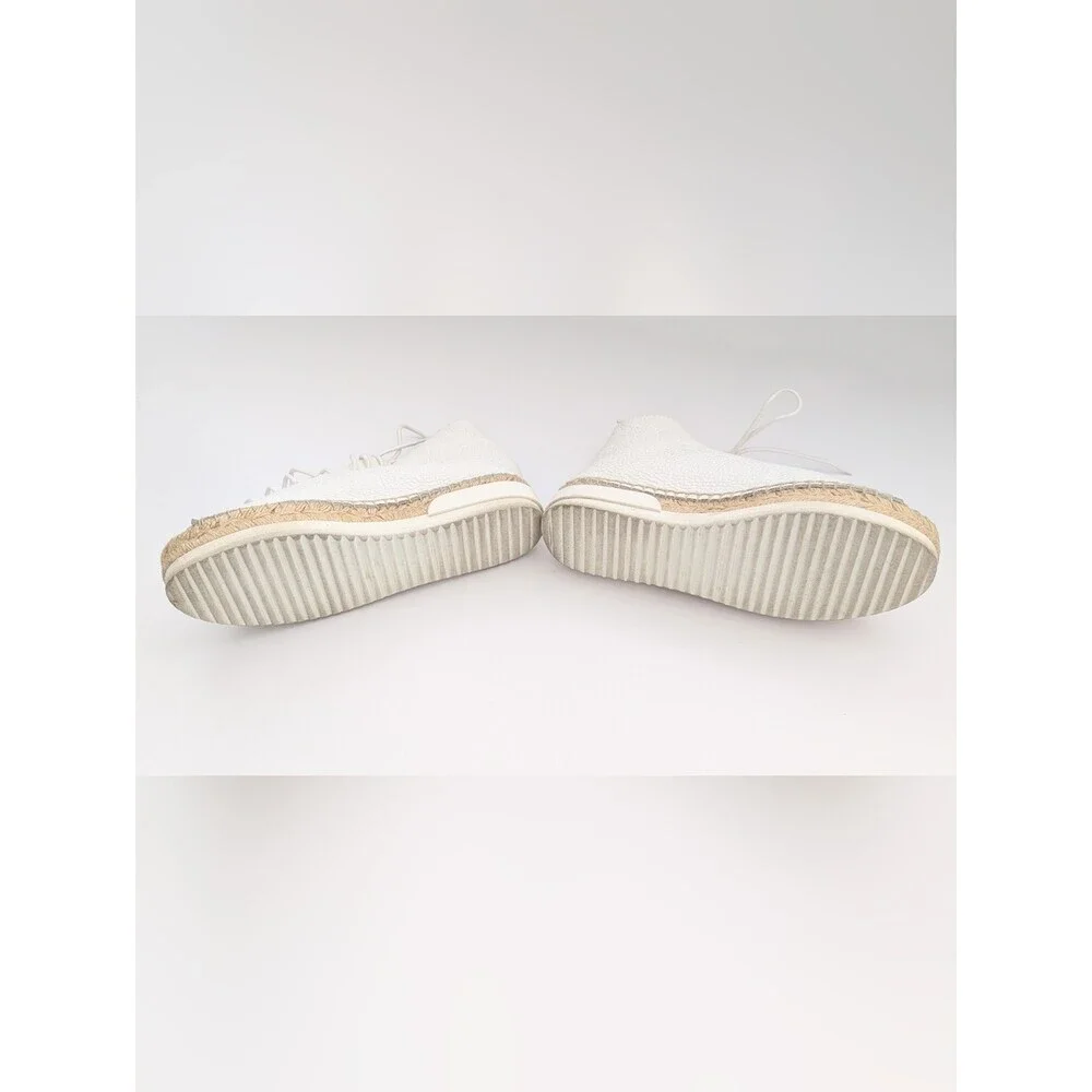 Miista Women's (Sz 36) White Leather Lace-Up Peep-Toe Espadrilles/Shoes/Sandals